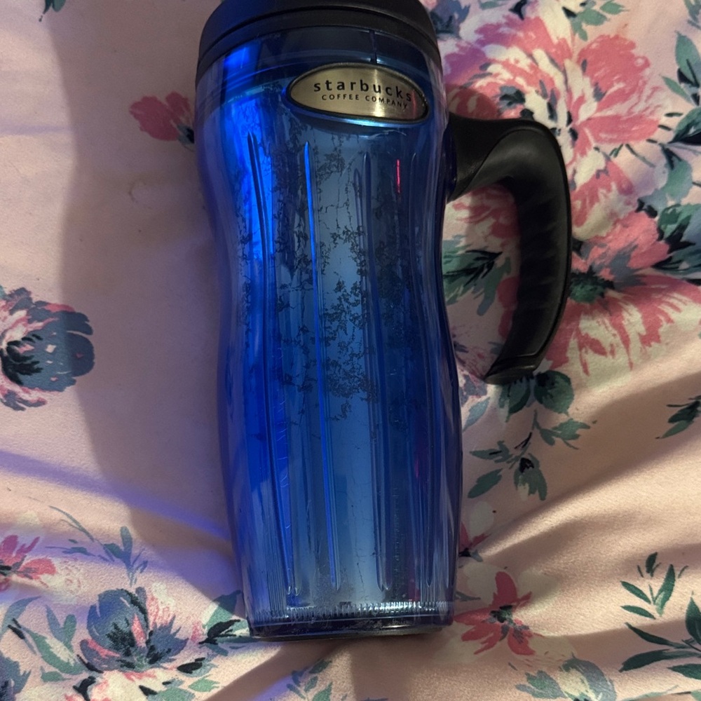 2004 Starbucks Coffee Sparkling Blue Tumbler/Travel Mug